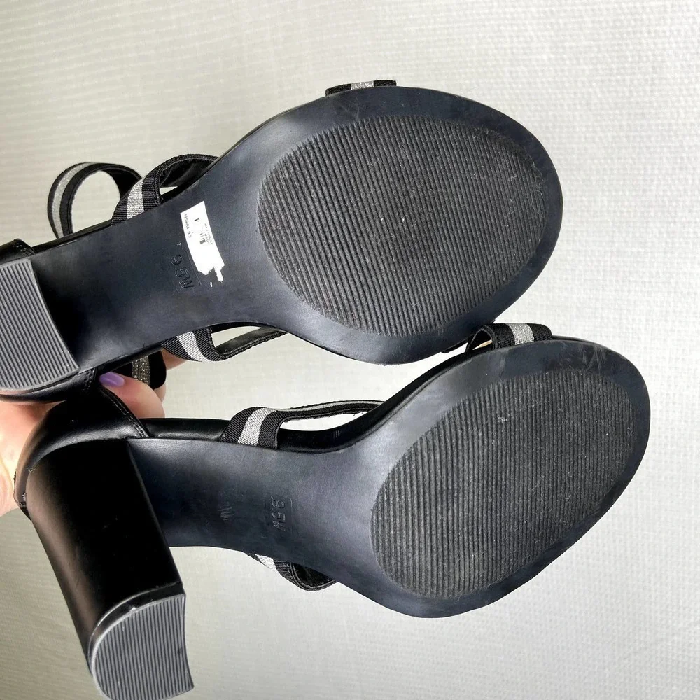 Torrid | Strappy Black High Heel Shoes Sparkley 9.5W‎